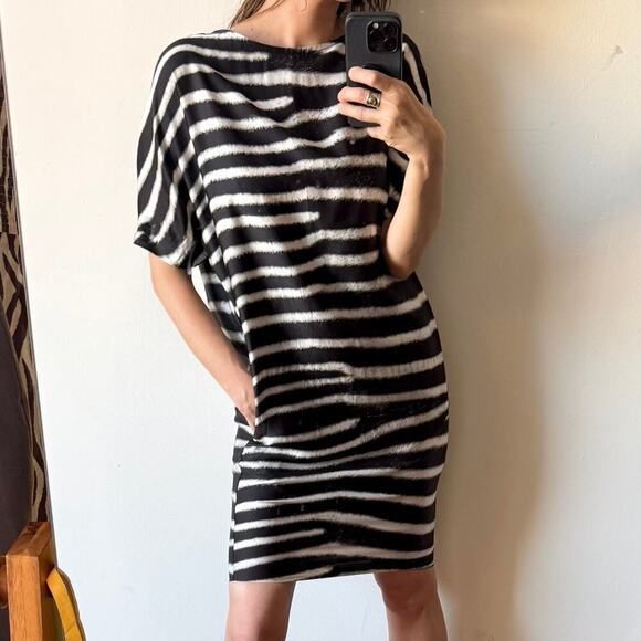 STELLA MCCARTNEY Zebra Stripe Silk Mini Dress - Picture 1 of 12